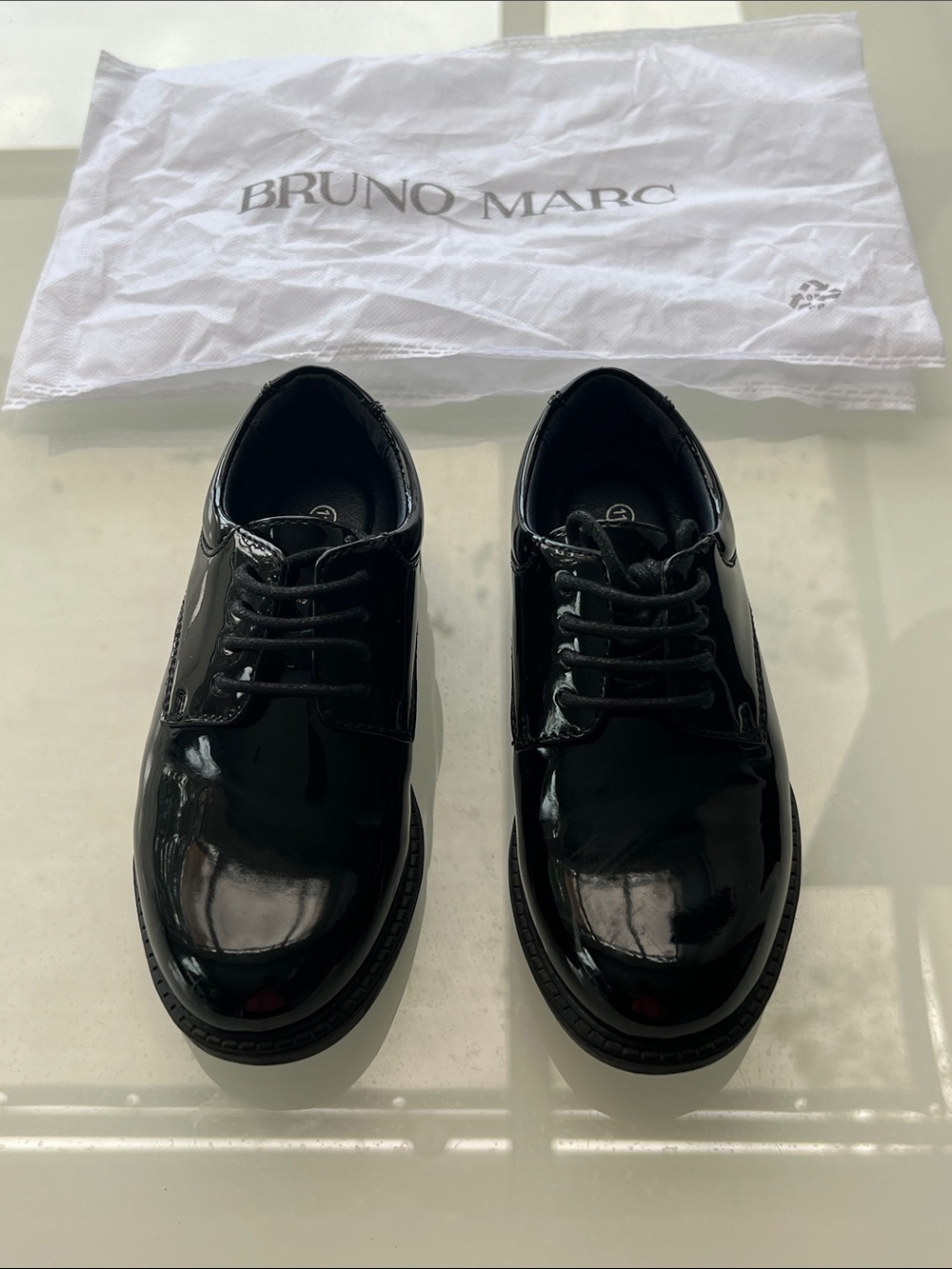 Bruno Marc Kids Black Patent Dress Shoes - Lace-Up Formal Style